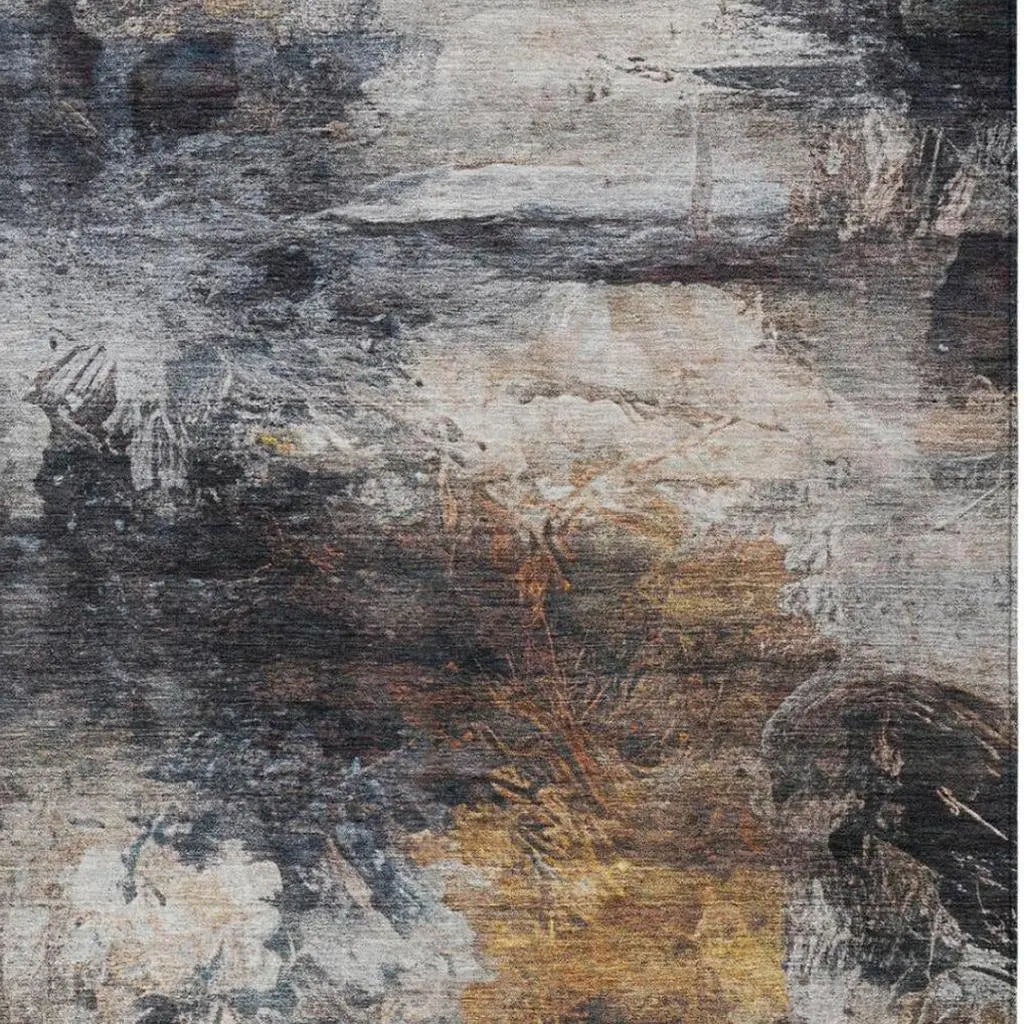10' X 14' Charcoal And Gray Abstract Washable Indoor Outdoor Area Rug Homeroots Outdoor